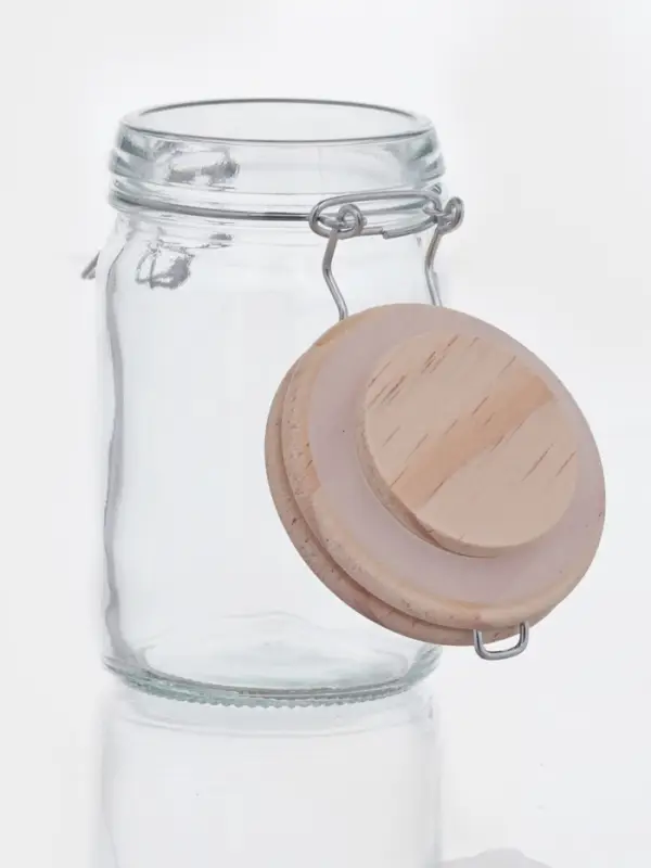 Банка для сыпучих &laquo;Эко&raquo;, 250 мл, 9&times;6.5&times;12 см, с бугельным замком, бамбуковая крышка, стекло, прозрачная