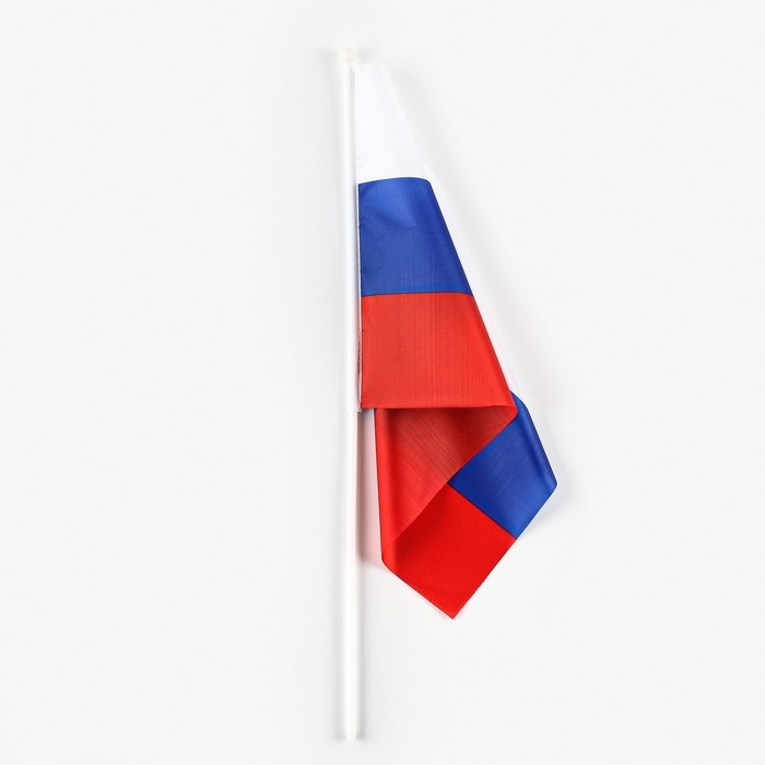 Флаг России, 30 х 45 см, шток 60 см, полиэфирный шёлк, набор 12 шт Флаг России, 30 х 45 см, шток 60 см, полиэфирный шёлк, набор 12 шт