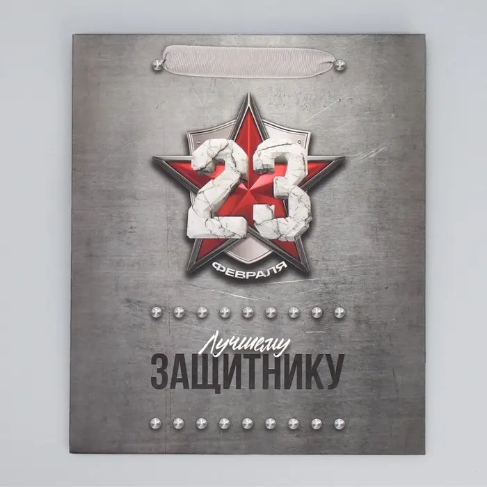 Пакет подарочный ламинированный, упаковка, &laquo;С 23 февраля&raquo;, ML 23&times;27&times;11.5 см