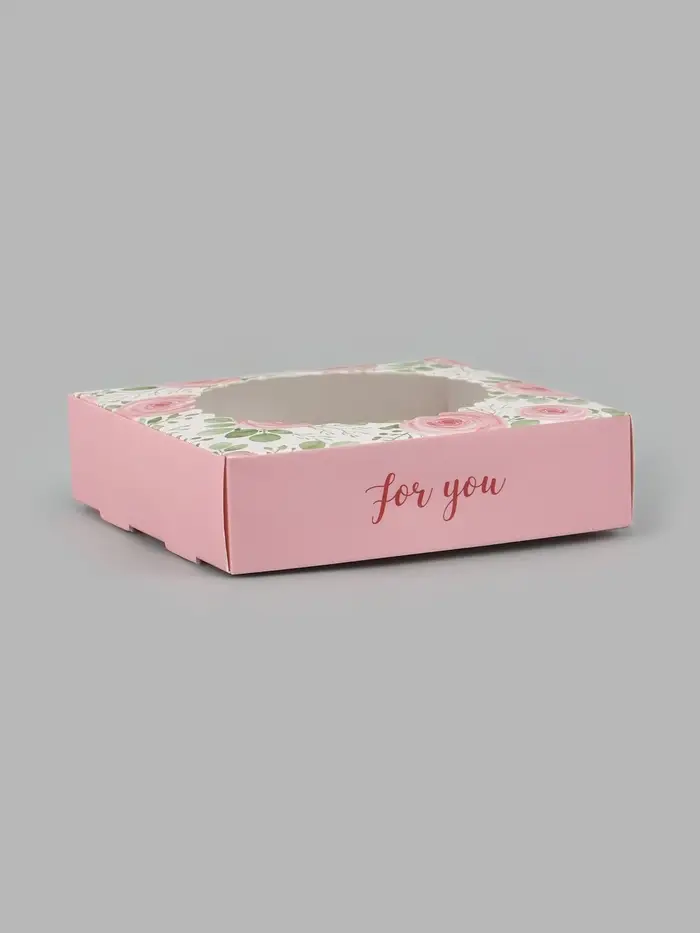 Коробка сборная с окном, For you, 11.5&times;11.5&times;3 см