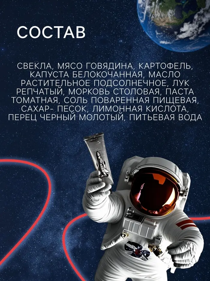 Космическое питание &laquo;Борщ&raquo;, в тюбике, 115 г