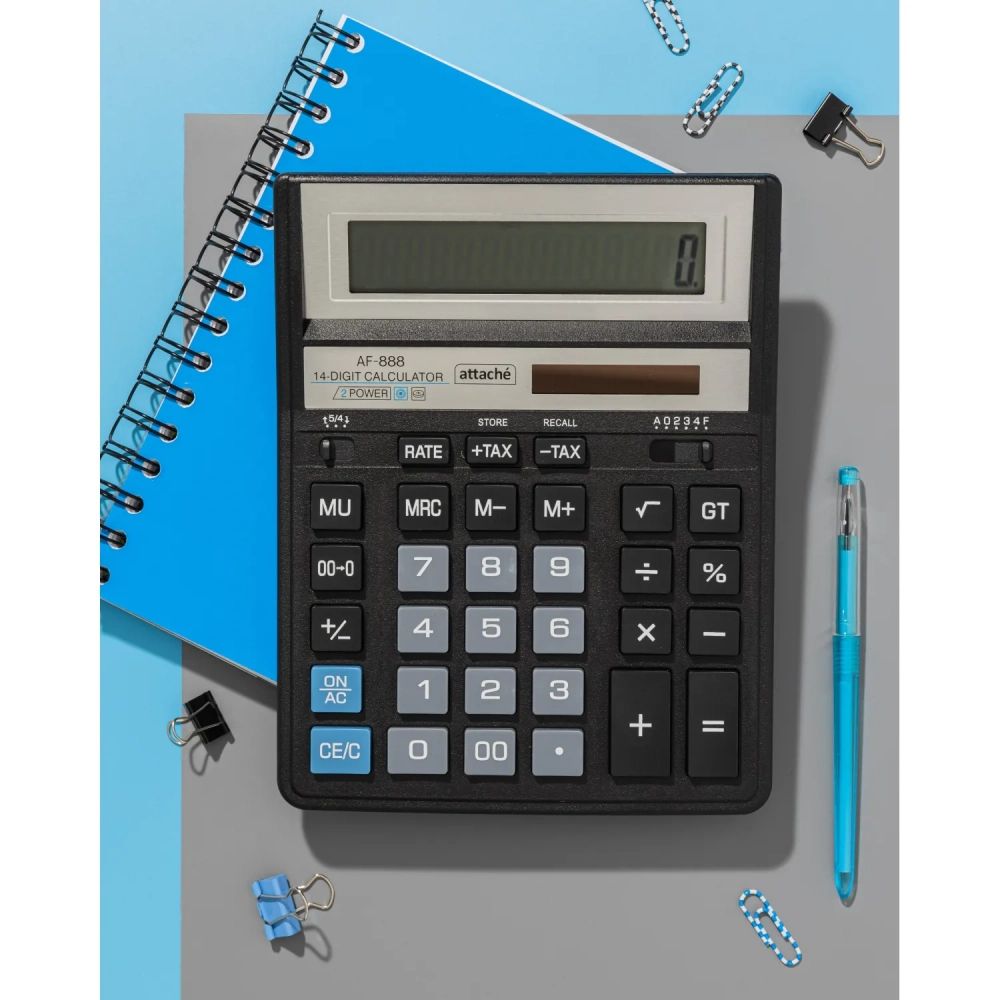 Калькулятор настольный ПОЛН/Р Attache AF-888,14р,дв.пит,204x158мм,черный