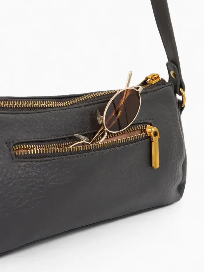 Сумка женская багет TEXTURA на молнии, 27&times;8&times;13 см, тёмно-серая