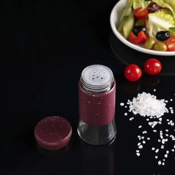 Солонка стеклянная «Стиль», 150 мл, 5,5×8 см, цвет красный мрамор Солонка стеклянная «Стиль», 150 мл, 5,5×8 см, цвет красный мрамор