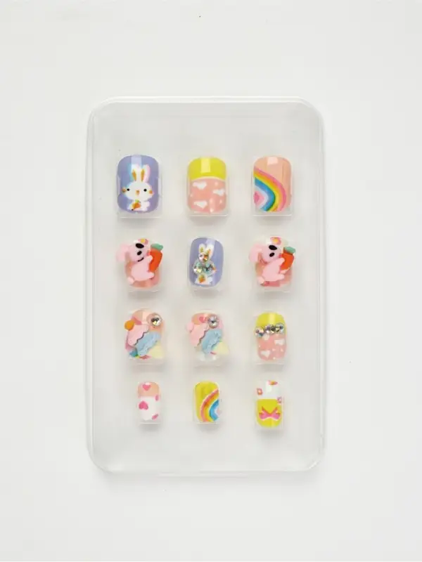 Детские накладные ногти &laquo;Милый зайка&raquo;, 12 шт.
