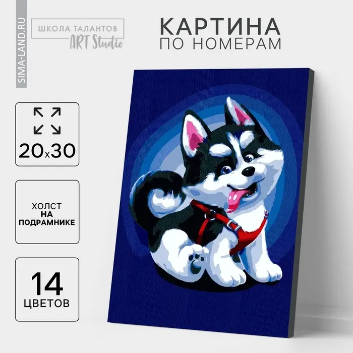 Картина по номерам на холсте с подрамником &laquo;Щенок хаски&raquo;, 30&times;20 см