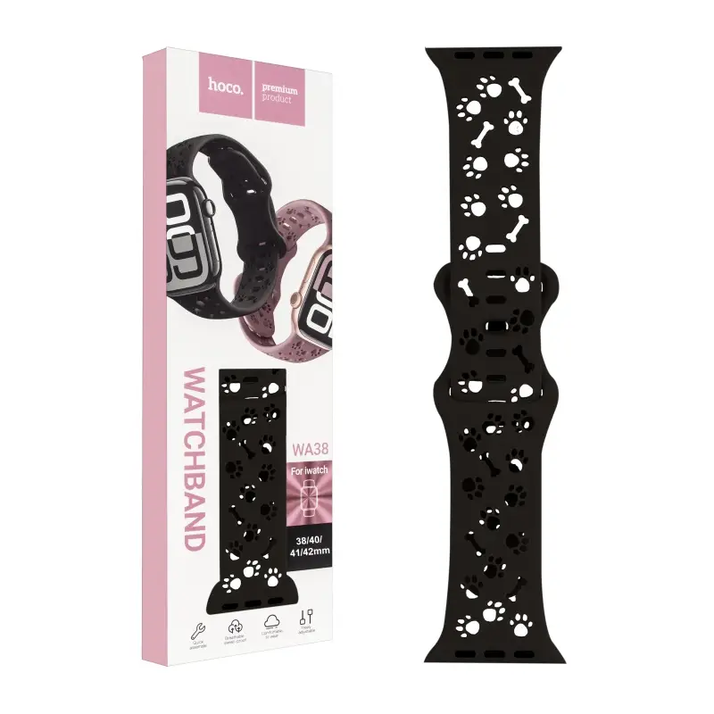 Ремешок для Apl watch 38/40/41mm WA38 Time series solid color silicone strap black HOCO