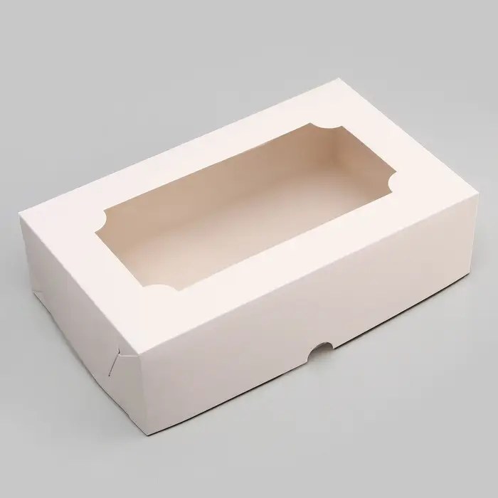 Коробка складная с окном под зефир, белый, 25×15×7 см Коробка складная с окном под зефир, белый, 25×15×7 см