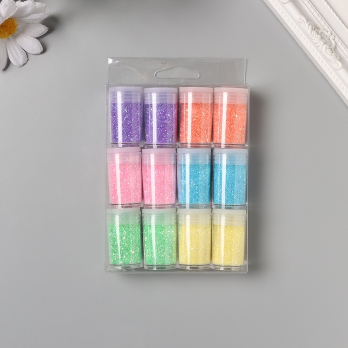 Декор для творчества в банке Декор для творчества в банке "Стружка неоновая" набор 12 шт 13,4х8,8х3 см