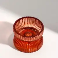 Подсвечник на 1 свечу &laquo;Две половинки&raquo;, стекло, оранж, d=2.5 см и 6.5 см, 8&times;8&times;5.8 см