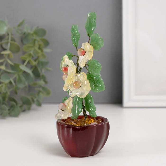 Сувенир бонсай  Сувенир бонсай "Цветочное дерево" жёлтый 5 цветков 7х5,2х13 см