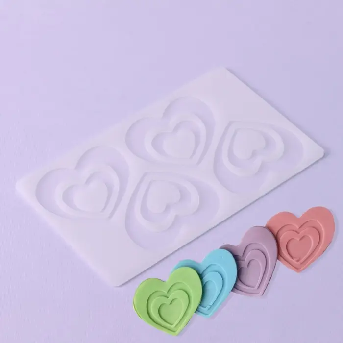 Форма для шоколада «Сердцем к сердцу», силикон, 4 ячейки, 19×11.5×0.3 см, прозрачная