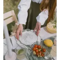 Тарелка десертная WY Bloomware. d=20 см, фарфор, белая, зелёная