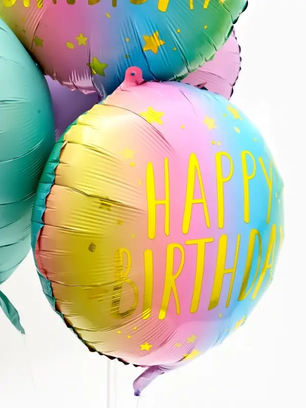 Воздушные шары фольгированны "Happy birthday", набор 5 штук