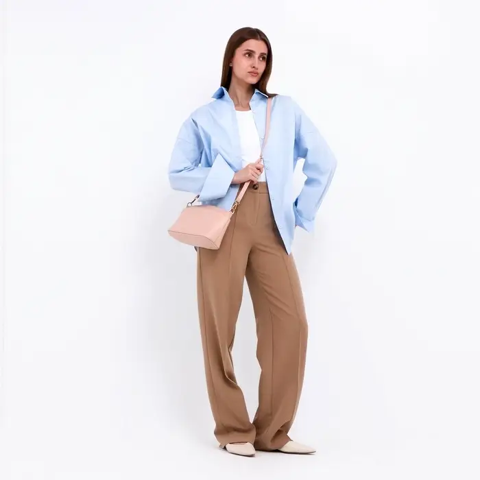 Сумка женская кросс-боди на молнии, 23&times;9&times;15 см, пудровая