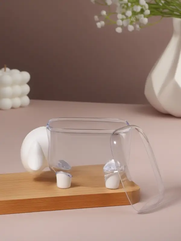 Органайзер для ватных палочек и дисков &laquo;Барашек&raquo;, с крышкой, 12&times;7.5&times;8.5 см, прозрачный, белый