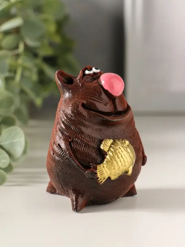 Сувенир Кот с рыбой,микс 7х5,5х6см