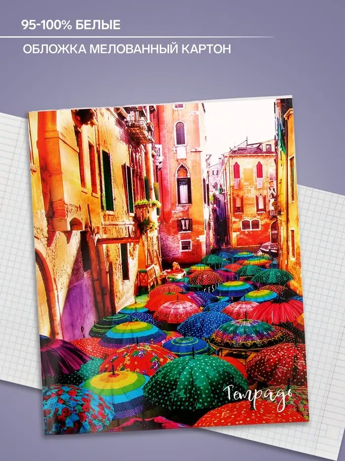 Тетрадь 48 листов в клетку Calligrata &laquo;Яркие зонты&raquo;, МИКС