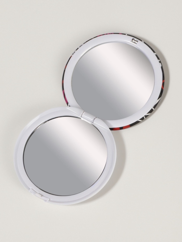 Зеркало складное круг (2) c/увел d7,3см GRL PWR черный пласт пакет QF