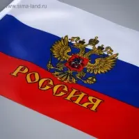 Флаг России с гербом, 20×30 см, шток 40 см, полиэфирный шёлк