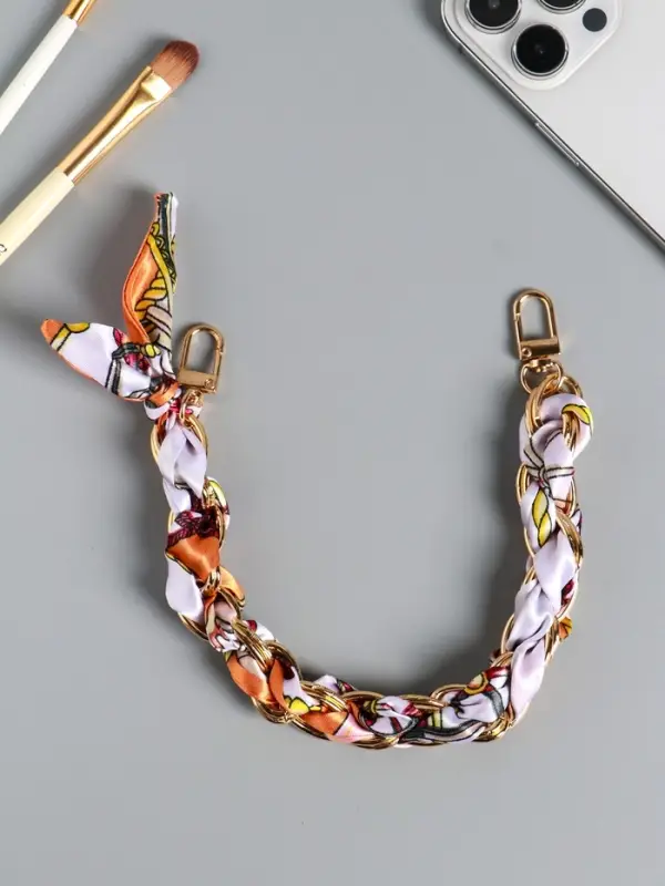 Брелок на 2 карабинах Брелок на 2 карабинах "Платок и цепочка" оранж 20х10х1,7 см