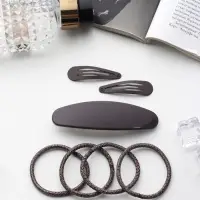 Набор для волос QF &laquo;Авиталь&raquo;, 4 резинки 6.5 см, заколка - автомат 9 см, 2 заколки 4.5 см, коричневый