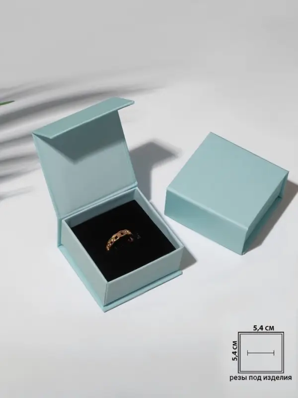 Коробочка подарочная под кольцо, серьги &laquo;Тиффани&raquo;, 6&times;6&times;3 см, голубая
