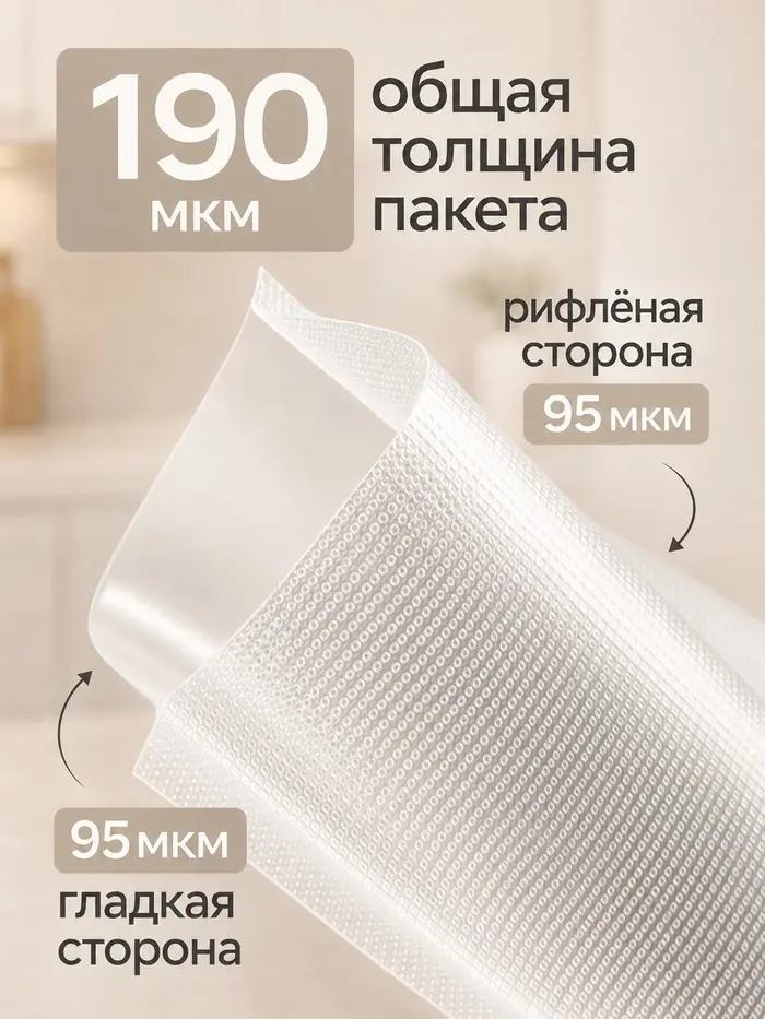 Набор рулонов для вакууматора Luazon, 3 шт., рифлёные, 190 мкм, 15&times;500, 20&times;500, 28&times;500 см