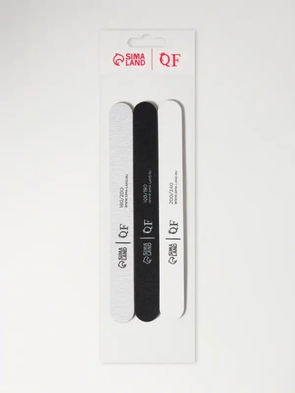 Набор пилок для ногтей, прямых, 100/180, 180/200, 200/240 грит, 18 см, 3 шт.