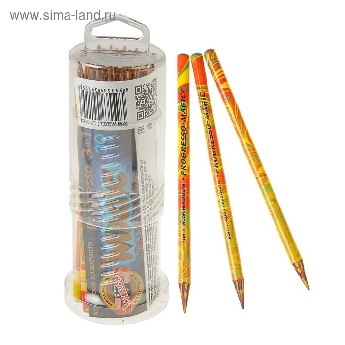 Карандаш с многоцветным грифелем, Koh-I-Noor 8775 PROGRESSO MAGIC, цельнографитовый Карандаш с многоцветным грифелем, Koh-I-Noor 8775 PROGRESSO MAGIC, цельнографитовый