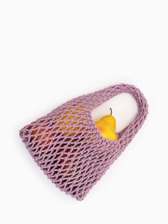 Сумка - авоська плетёная, клетка 1.5 см, лиловая