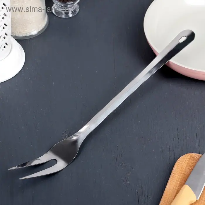 Вилка для мяса Доляна «Стил», ручная полировка, h=35 см, цвет серебряный Вилка для мяса Доляна «Стил», ручная полировка, h=35 см, цвет серебряный