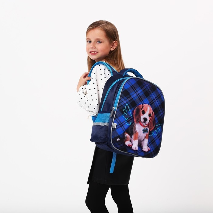 Рюкзак каркасный школьный, 39 х 30 х 14 см, Calligrata "Собачка"