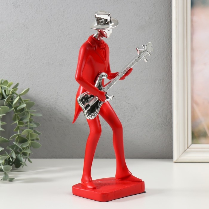 Сувенир полистоун  Сувенир полистоун "Музыкант с гитарой" красный с серебром 27,5х7,5х12,5 см