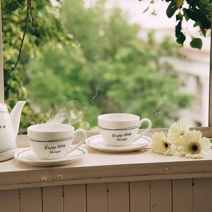 Чайный сервиз SL Home &laquo;Милый дом&raquo;, 4 предмета: 2 чашки 275 мл, 2 блюдца d=15.5 см, фарфор, белый