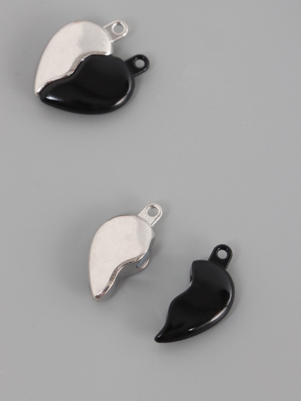 Замок магнитный металл Замок магнитный металл "Вторая половинка, сердце" набор 2 шт чёрно-серебряный 2,6х2,2 см