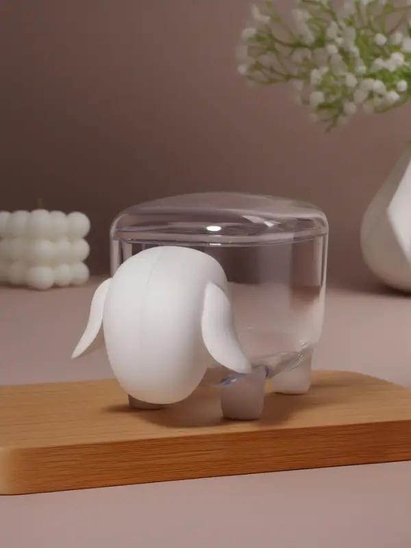 Органайзер для ватных палочек и дисков &laquo;Барашек&raquo;, с крышкой, 12&times;7.5&times;8.5 см, прозрачный, белый