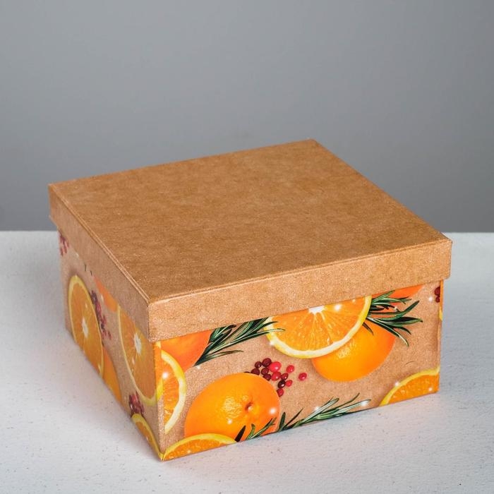 Набор подарочных коробок 6 в 1 «Мандариновый», 10 х 10 х 6 - 20 х 20 х 11 см , Новый год