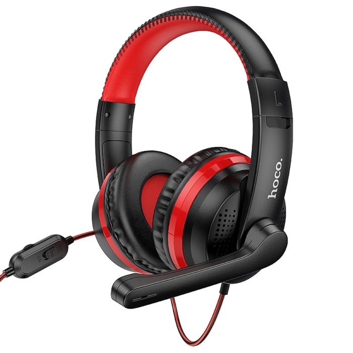 Наушники Hoco W103, игровые, накладные, микрофон, 3.5 мм, 1.2 м, черно-красные Наушники Hoco W103, игровые, накладные, микрофон, 3.5 мм, 1.2 м, черно-красные