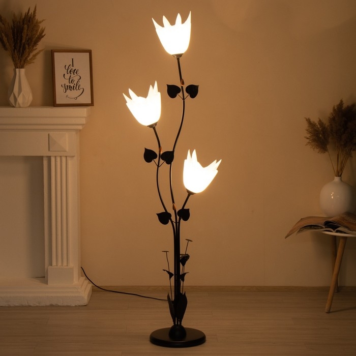 Торшер  Торшер "Ариадна" 3хЕ27 15Вт чёрно-белый h.155 см