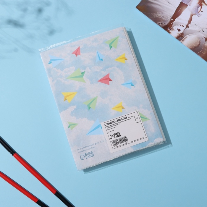 Фотоальбом на 36 фото 10х15 см Фотоальбом на 36 фото 10х15 см "Бумажные самолётики" 16х12х1 см