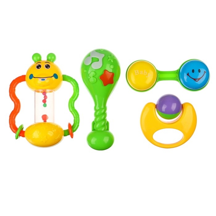 Набор погремушек «Звонкая радость», 4 шт, цвет МИКС, Крошка Я Набор погремушек «Звонкая радость», 4 шт, цвет МИКС, Крошка Я