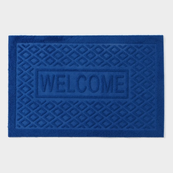 Коврик придверный Доляна Welcome, ромбы, влаговпитывающий, без окантовки, 38&times;58 см, цвет МИКС
