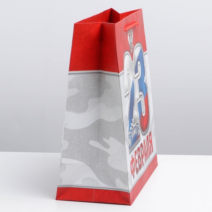 Пакет подарочный ламинированный вертикальный, упаковка, &laquo;23 февраля!&raquo;, ML 23 х 27 х 11,5 см