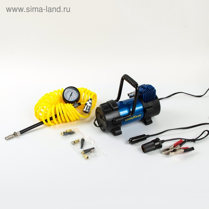 Компрессор автомобильный Goodyear GY-40L, 40 л/мин, со съемной ручкой, съемный витой шланг, с сумкой Компрессор автомобильный Goodyear GY-40L, 40 л/мин, со съемной ручкой, съемный витой шланг, с сумкой