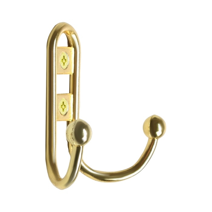 Крючок мебельный ТУНДРА TKD016, двухрожковый, золото Крючок мебельный ТУНДРА TKD016, двухрожковый, золото