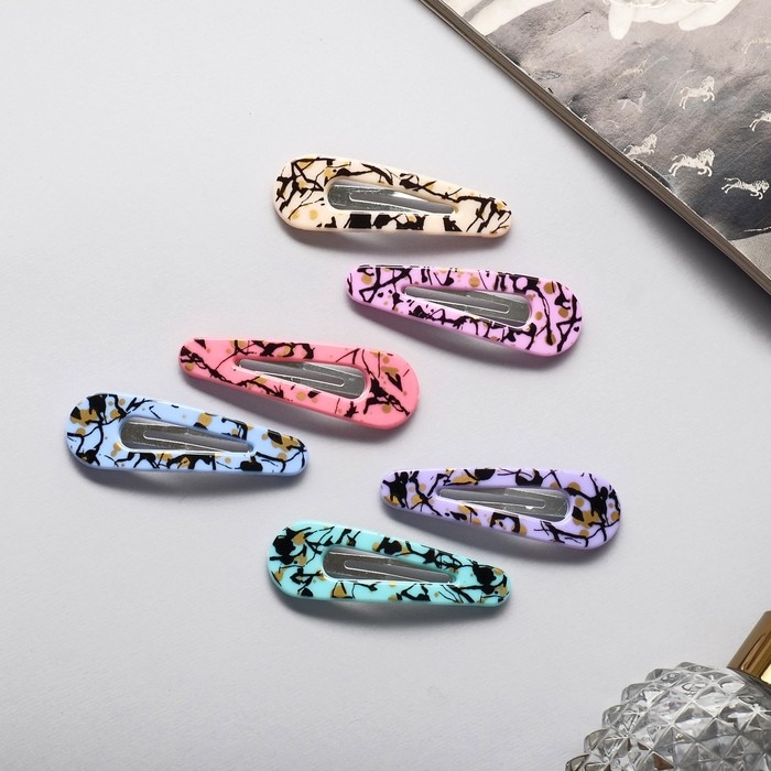 Невидимка для волос  Невидимка для волос "Беатрис" (набор 6 шт) брызги, 5 см