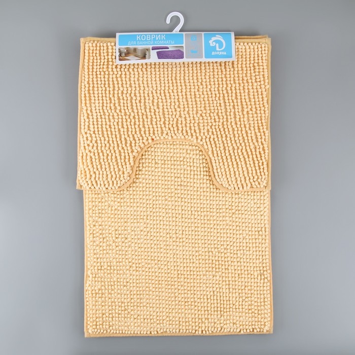Набор ковриков для ванной и туалета Доляна «Букли», 2 шт, 40×50, 50×80 см цвет бежевый