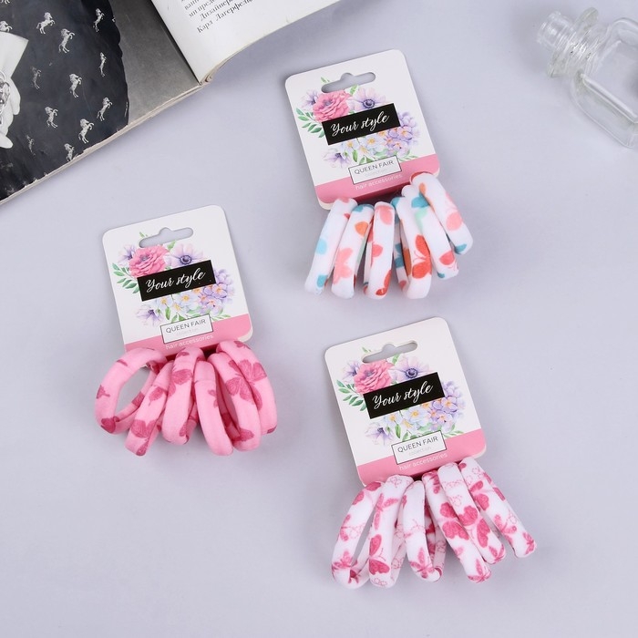 Резинка для волос Резинка для волос "Лина" (набор 6 шт) бабочки, 4 см, микс