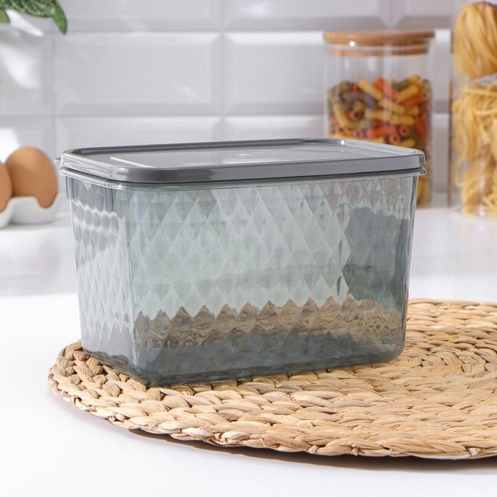 Контейнер для заморозки и хранения продуктов «Кристалл», 1,7 л, 18×12,5×11 см, прозрачный, крышка серая